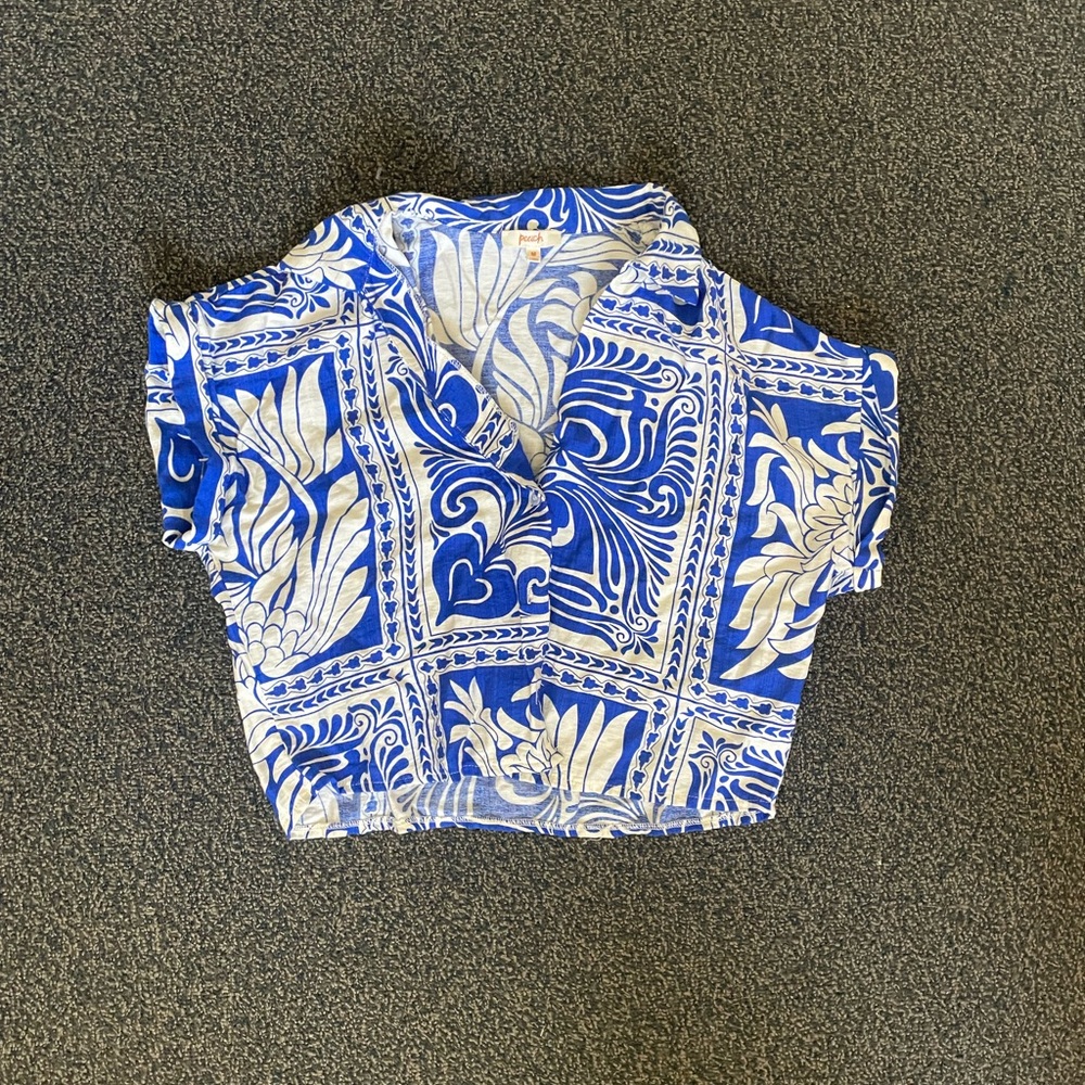 Blue and White Kids Hawaiian Shirt